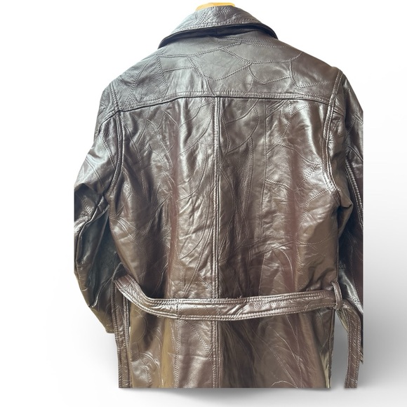 VTG Womens 90s Grunge Patchwork Leather Jacket Size L Brown Edgy Steampunk Artsy - Picture 8 of 13